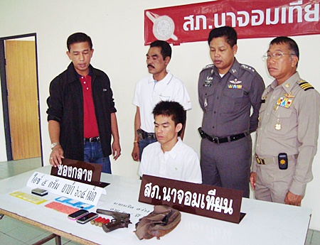 Narit “Nat Jomtien” Sawang has been arrested and charged with possession of illegal weapons and Class 1 narcotics with intent to sell.